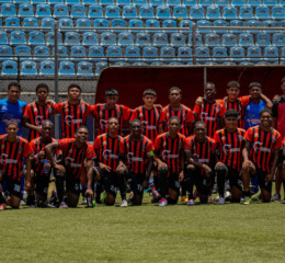 Jugadores de Sporting San Miguelito sub 16 luego de su clasificacion a la semifinal del torneo infanto juvenil